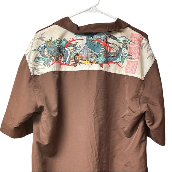 ‼️‼️ 5 DOLLER SALE SZ M orange company button up shirt Y2K - Picture 3 of 3